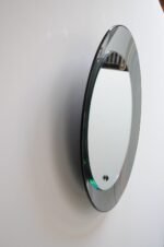 Vintage Italian Smoked Glass Concave Round Wall Mirror by Cristal Labor - Image 4