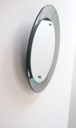 Vintage Italian Smoked Glass Concave Round Wall Mirror by Cristal Labor - Image 3