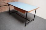 Mid-Century Italian Modern Walnut and Steel Desk with Blue Laminate Top - Image 13