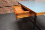 Mid-Century Italian Modern Walnut and Steel Desk with Blue Laminate Top - Image 23