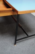 Mid-Century Italian Modern Walnut and Steel Desk with Blue Laminate Top - Image 28