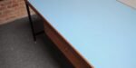 Mid-Century Italian Modern Walnut and Steel Desk with Blue Laminate Top - Image 20