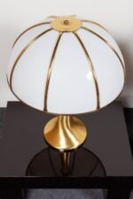 Pair of Large Gabriella Crespi "Fungo" Table Lamps in Brushed Brass and Acrylic - Image 9