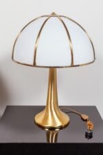 Pair of Large Gabriella Crespi "Fungo" Table Lamps in Brushed Brass and Acrylic - Image 8