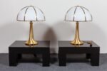 Pair of Large Gabriella Crespi "Fungo" Table Lamps in Brushed Brass and Acrylic - Image 5