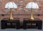 Pair of Large Gabriella Crespi "Fungo" Table Lamps in Brushed Brass and Acrylic - Image 4