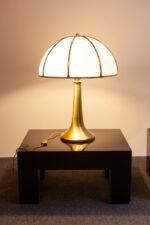 Pair of Large Gabriella Crespi "Fungo" Table Lamps in Brushed Brass and Acrylic - Image 10
