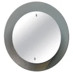 Vintage Italian Smoked Glass Concave Round Wall Mirror by Cristal Labor