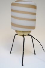 Vintage Italian Tripod Table Lamp with Murano Frosted Glass "Swirl" Shade - Image 3