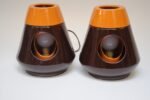 Vintage Italian Modern Ceramiche Capodarco Orange and Brown Bedside/Table Lamps - Image 4