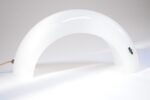 Italian Modernist Milk Glass Arched Table Lamp by Linea Gb Milano - Image 7