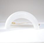 Italian Modernist Milk Glass Arched Table Lamp by Linea Gb Milano - Image 9