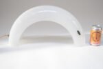 Italian Modernist Milk Glass Arched Table Lamp by Linea Gb Milano - Image 4