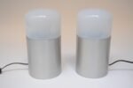 Pair of Vintage Italian Opaline Glass and Aluminum Table Lamps - Image 6