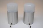 Pair of Vintage Italian Opaline Glass and Aluminum Table Lamps - Image 12