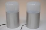 Pair of Vintage Italian Opaline Glass and Aluminum Table Lamps - Image 5