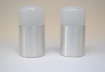 Pair of Italian Modern Bedside/Table Lamps in Opaline Glass and Brushed Aluminum - Image 3