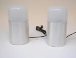 Pair of Italian Modern Bedside/Table Lamps in Opaline Glass and Brushed Aluminum - Image 5
