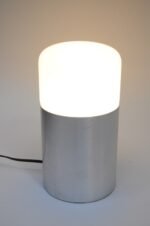 Pair of Italian Modern Bedside/Table Lamps in Opaline Glass and Brushed Aluminum - Image 9