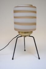 Vintage Italian Tripod Table Lamp with Murano Frosted Glass "Swirl" Shade - Image 2