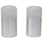 Pair of Italian Modern Bedside/Table Lamps in Opaline Glass and Brushed Aluminum