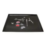 Rectangular Mid-Century Black Resin Inlaid "San Francisco" Cityscape Tray by Couroc for Gump's
