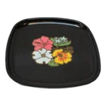 Mid-Century Black Resin Inlaid "Flowers" Plate by Couroc for Western Airlines