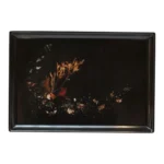Large Early Rectangular Mid-Century Black Resin Inlaid "Seascape" Tray by Couroc