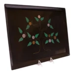 Large Mid-Century Black Resin Inlaid "Tree of Life" Tray by Couroc