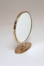 Petite Vintage Polished Brass Swiveling Double Sided Glass Vanity Table Mirror - Image 7