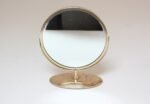 Petite Vintage Polished Brass Swiveling Double Sided Glass Vanity Table Mirror - Image 2