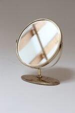 Petite Vintage Polished Brass Swiveling Double Sided Glass Vanity Table Mirror - Image 6