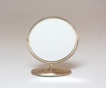 Petite Vintage Polished Brass Swiveling Double Sided Glass Vanity Table Mirror - Image 5