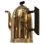 Belgian Art Deco Brass and Bakelite Fluted Teapot / Coffee Pot by Demeyere