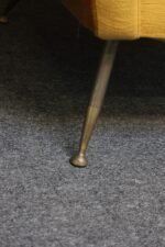 Vintage Italian Ochre Cotton Velvet and Brass Lounge Chairs - Image 12