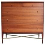 Paul Mccobb Calvin Group Mahogany and Brass Five-Drawer Chest / Dresser