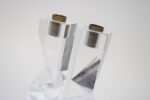 Vintage Italian Asymmetrical Lucite and Brass Sculptural Prism Candleholders - Image 15