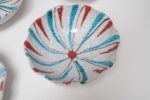 Set of Seven Mid-Century Italian Modern Teal and Red "Swirl" Ceramic Bowls - Image 8