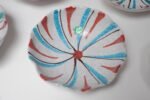 Set of Seven Mid-Century Italian Modern Teal and Red "Swirl" Ceramic Bowls - Image 9