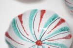 Set of Seven Mid-Century Italian Modern Teal and Red "Swirl" Ceramic Bowls - Image 18