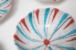 Set of Seven Mid-Century Italian Modern Teal and Red "Swirl" Ceramic Bowls - Image 20