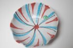 Set of Seven Mid-Century Italian Modern Teal and Red "Swirl" Ceramic Bowls - Image 17