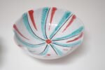 Set of Seven Mid-Century Italian Modern Teal and Red "Swirl" Ceramic Bowls - Image 14