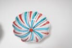Set of Seven Mid-Century Italian Modern Teal and Red "Swirl" Ceramic Bowls - Image 15