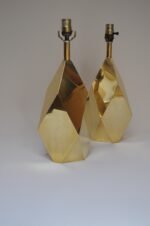 Pair of Vintage Faceted Geometric Solid Brass Table Lamps - Image 9