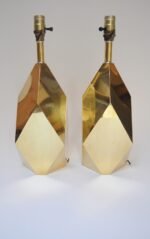 Pair of Vintage Faceted Geometric Solid Brass Table Lamps - Image 3