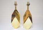Pair of Vintage Faceted Geometric Solid Brass Table Lamps - Image 5