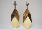 Pair of Vintage Faceted Geometric Solid Brass Table Lamps - Image 2