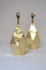 Pair of Vintage Faceted Geometric Solid Brass Table Lamps - Image 6