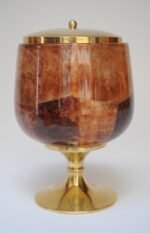 Italian Modernist Ice Bucket in Brass and Dyed Goatskin by Aldo Tura - Image 3